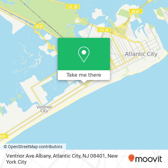 Mapa de Ventnor Ave Albany, Atlantic City, NJ 08401