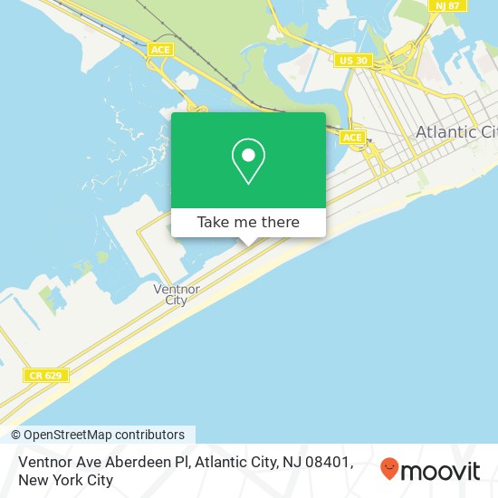 Mapa de Ventnor Ave Aberdeen Pl, Atlantic City, NJ 08401