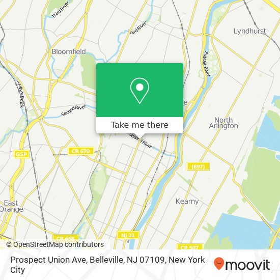 Prospect Union Ave, Belleville, NJ 07109 map