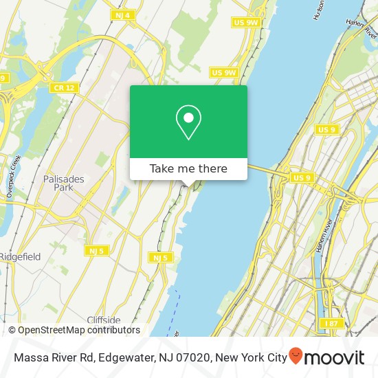 Mapa de Massa River Rd, Edgewater, NJ 07020