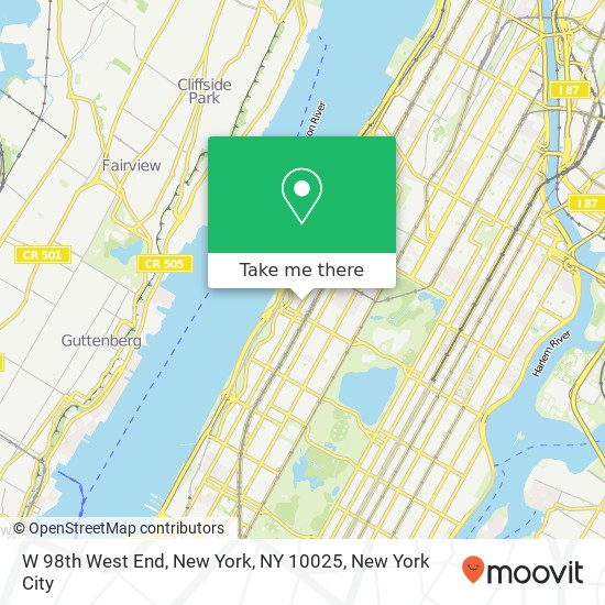 Mapa de W 98th West End, New York, NY 10025