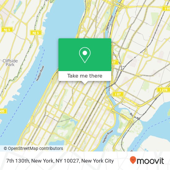 7th 130th, New York, NY 10027 map