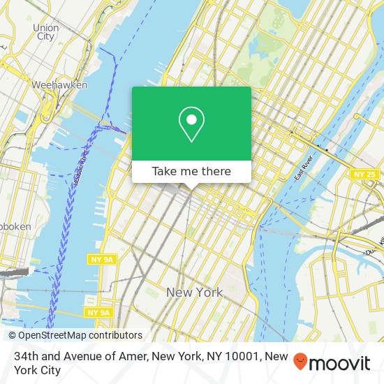 34th and Avenue of Amer, New York, NY 10001 map