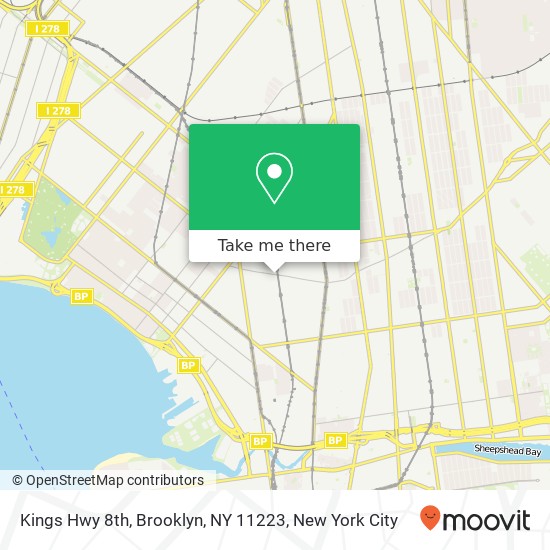 Mapa de Kings Hwy 8th, Brooklyn, NY 11223