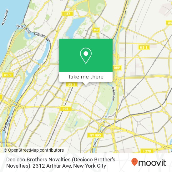 Decicco Brothers Novalties (Decicco Brother's Novelties), 2312 Arthur Ave map