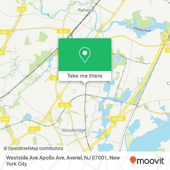 Mapa de Westside Ave Apollo Ave, Avenel, NJ 07001