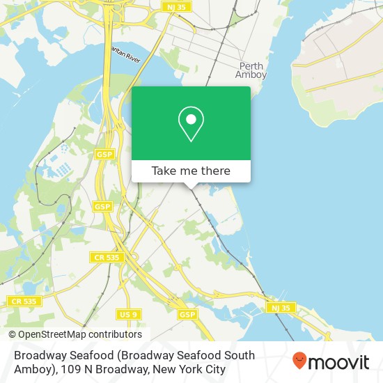 Mapa de Broadway Seafood (Broadway Seafood South Amboy), 109 N Broadway