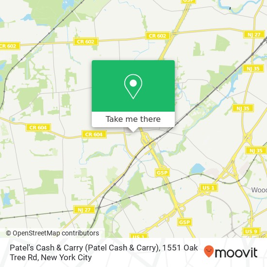 Mapa de Patel's Cash & Carry (Patel Cash & Carry), 1551 Oak Tree Rd