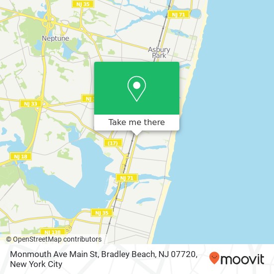 Mapa de Monmouth Ave Main St, Bradley Beach, NJ 07720