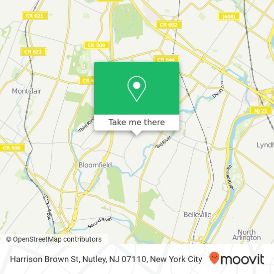 Mapa de Harrison Brown St, Nutley, NJ 07110