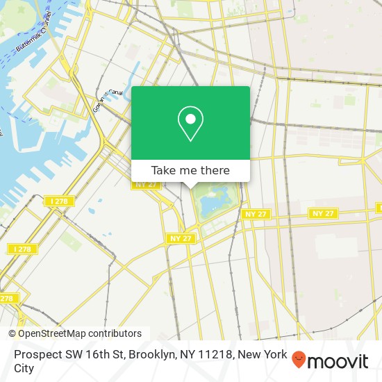 Mapa de Prospect SW 16th St, Brooklyn, NY 11218