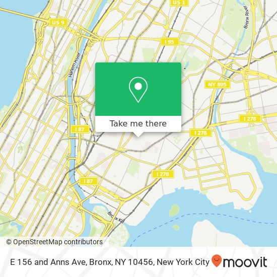 E 156 and Anns Ave, Bronx, NY 10456 map