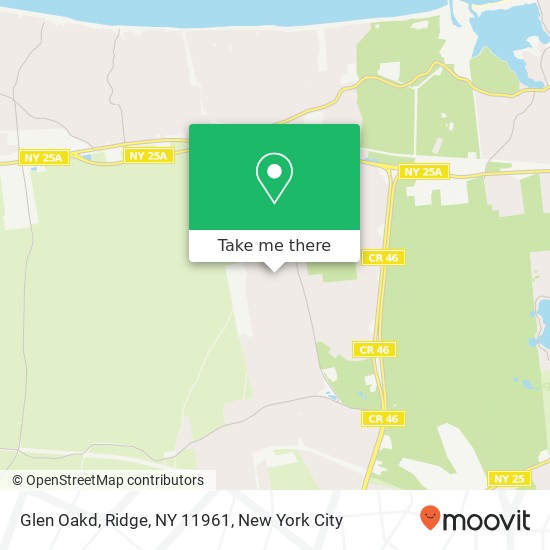 Mapa de Glen Oakd, Ridge, NY 11961