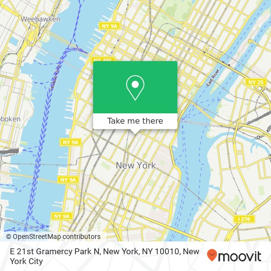 Mapa de E 21st Gramercy Park N, New York, NY 10010