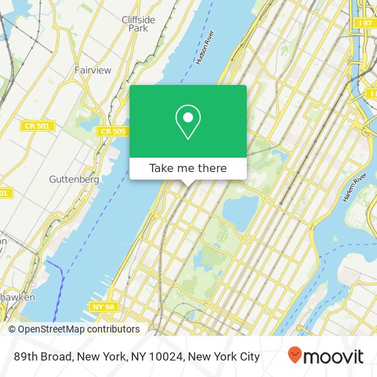 89th Broad, New York, NY 10024 map