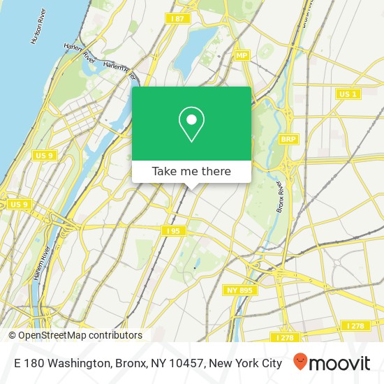 Mapa de E 180 Washington, Bronx, NY 10457