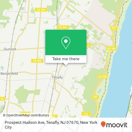 Mapa de Prospect Hudson Ave, Tenafly, NJ 07670
