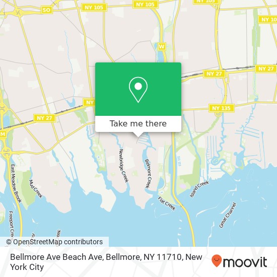 Mapa de Bellmore Ave Beach Ave, Bellmore, NY 11710