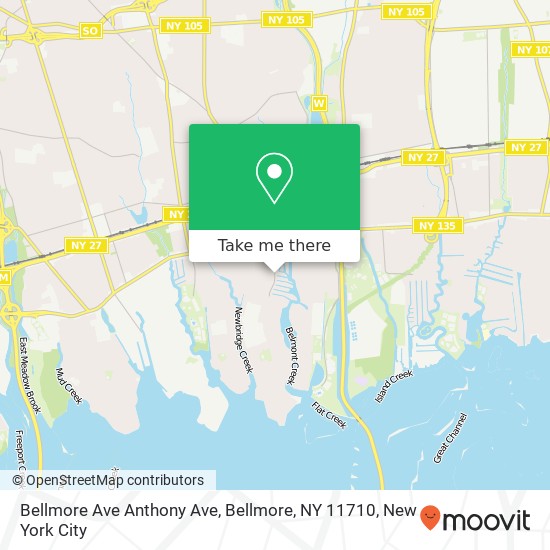 Mapa de Bellmore Ave Anthony Ave, Bellmore, NY 11710