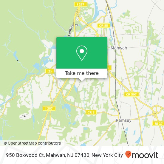Mapa de 950 Boxwood Ct, Mahwah, NJ 07430