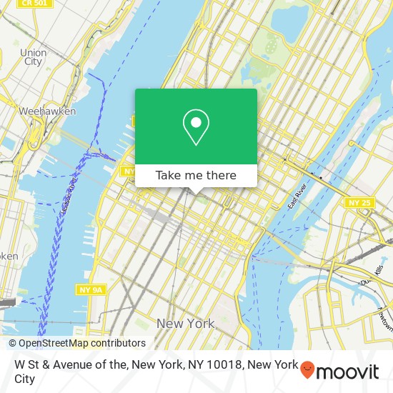 Mapa de W St & Avenue of the, New York, NY 10018