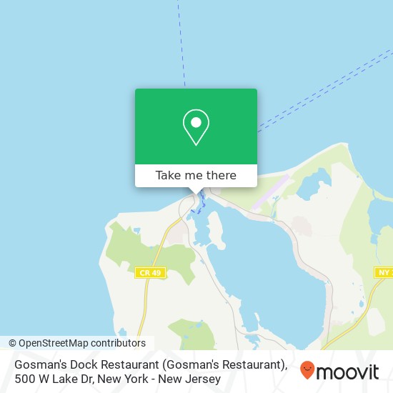 Mapa de Gosman's Dock Restaurant (Gosman's Restaurant), 500 W Lake Dr