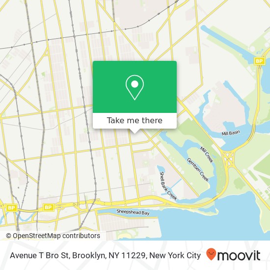 Avenue T Bro St, Brooklyn, NY 11229 map