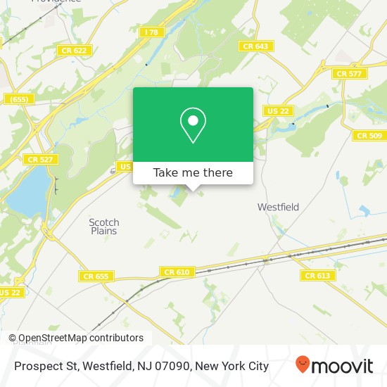 Mapa de Prospect St, Westfield, NJ 07090