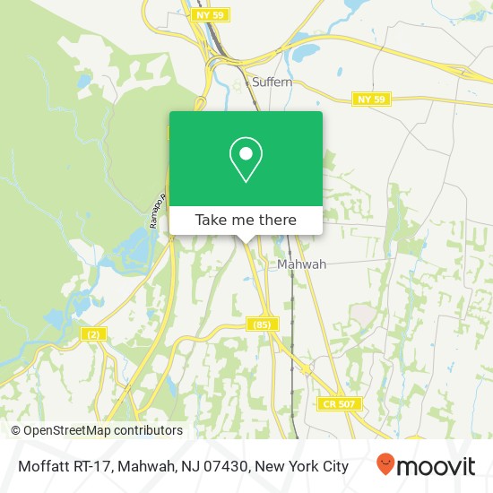 Mapa de Moffatt RT-17, Mahwah, NJ 07430