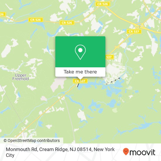 Mapa de Monmouth Rd, Cream Ridge, NJ 08514