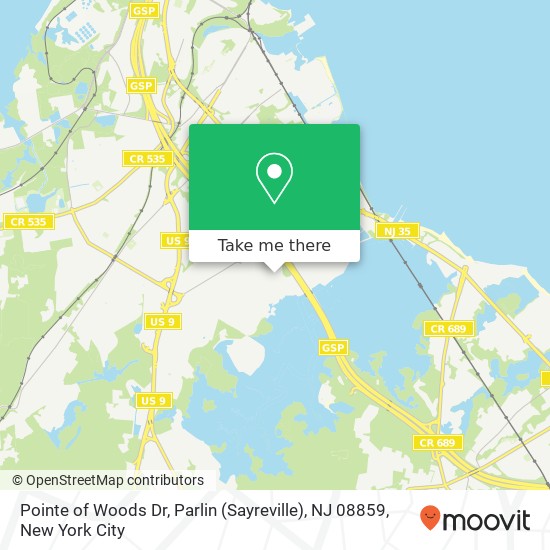 Mapa de Pointe of Woods Dr, Parlin (Sayreville), NJ 08859
