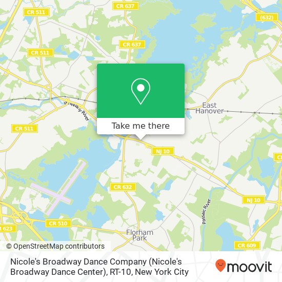 Nicole's Broadway Dance Company (Nicole's Broadway Dance Center), RT-10 map