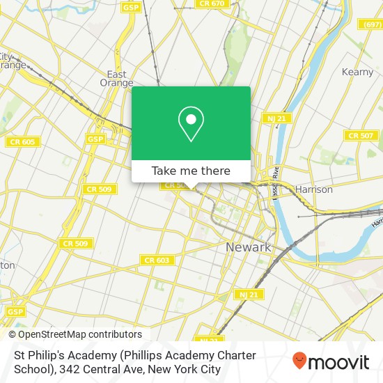 Mapa de St Philip's Academy (Phillips Academy Charter School), 342 Central Ave