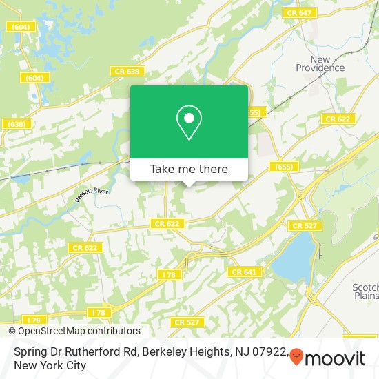 Mapa de Spring Dr Rutherford Rd, Berkeley Heights, NJ 07922