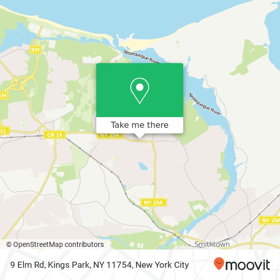 Mapa de 9 Elm Rd, Kings Park, NY 11754