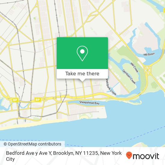Mapa de Bedford Ave y Ave Y, Brooklyn, NY 11235