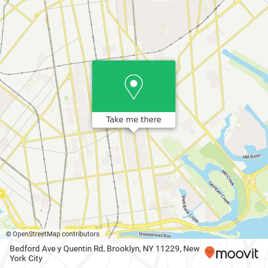 Mapa de Bedford Ave y Quentin Rd, Brooklyn, NY 11229