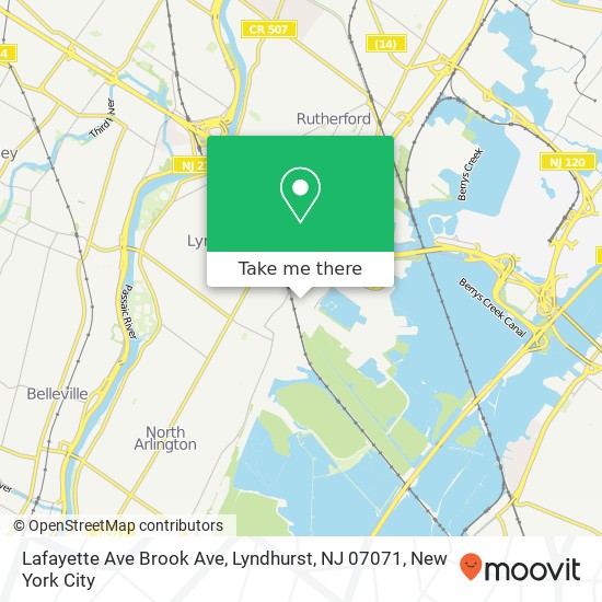 Mapa de Lafayette Ave Brook Ave, Lyndhurst, NJ 07071