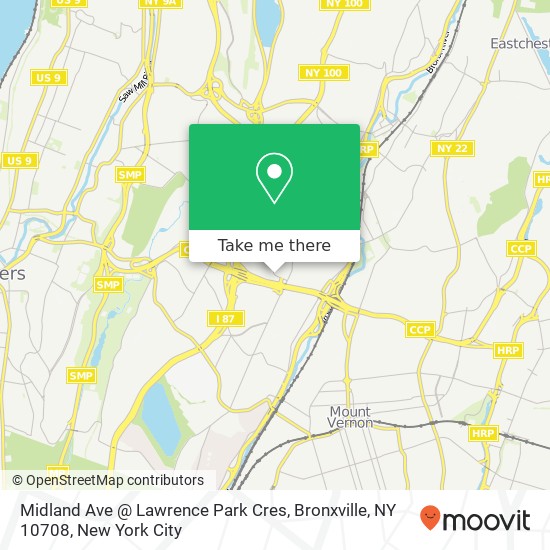 Mapa de Midland Ave @ Lawrence Park Cres, Bronxville, NY 10708