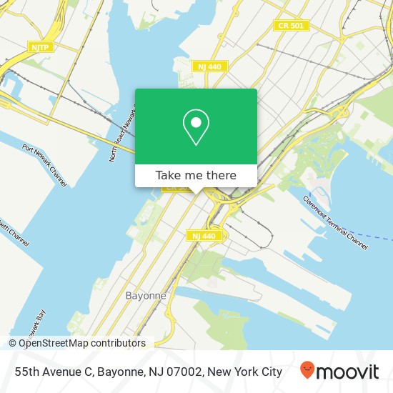 Mapa de 55th Avenue C, Bayonne, NJ 07002