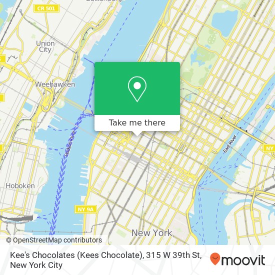 Mapa de Kee's Chocolates (Kees Chocolate), 315 W 39th St