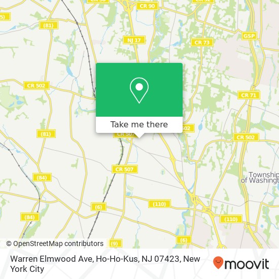 Mapa de Warren Elmwood Ave, Ho-Ho-Kus, NJ 07423