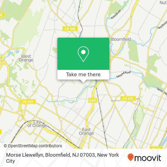 Mapa de Morse Llewellyn, Bloomfield, NJ 07003