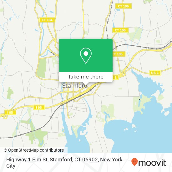 Highway 1 Elm St, Stamford, CT 06902 map