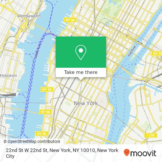 Mapa de 22nd St W 22nd St, New York, NY 10010