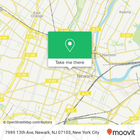 Mapa de 7989 13th Ave, Newark, NJ 07103