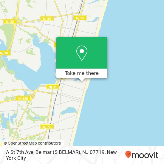 Mapa de A St 7th Ave, Belmar (S BELMAR), NJ 07719