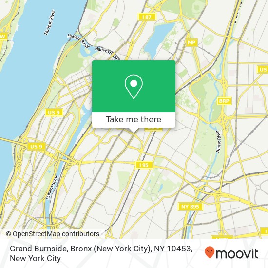 Mapa de Grand Burnside, Bronx (New York City), NY 10453