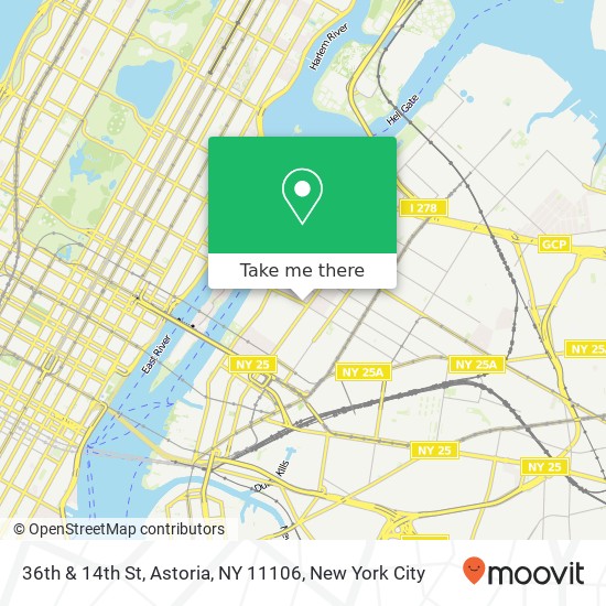 Mapa de 36th & 14th St, Astoria, NY 11106