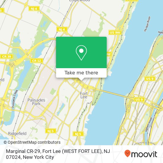 Mapa de Marginal CR-29, Fort Lee (WEST FORT LEE), NJ 07024